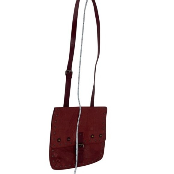 Carmen Steffens Red Studded Leather Crossbody Bag‎ Adjustable Strap - Picture 13 of 15